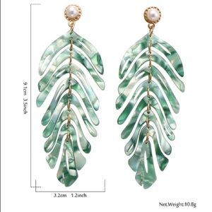 NEW TRENDY Acrylic Leaf Dangle Earrings
